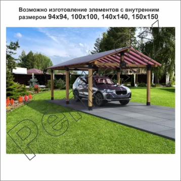 навес 3х4 из бруса 100х100